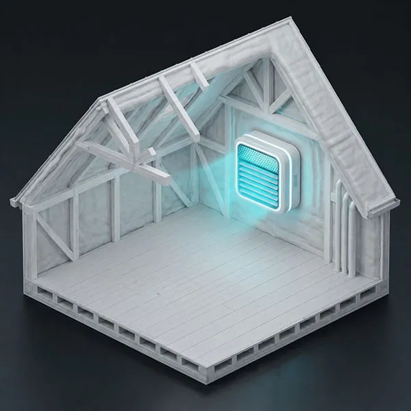 Sani Attic Guardian Installed in Spray Foam Attic