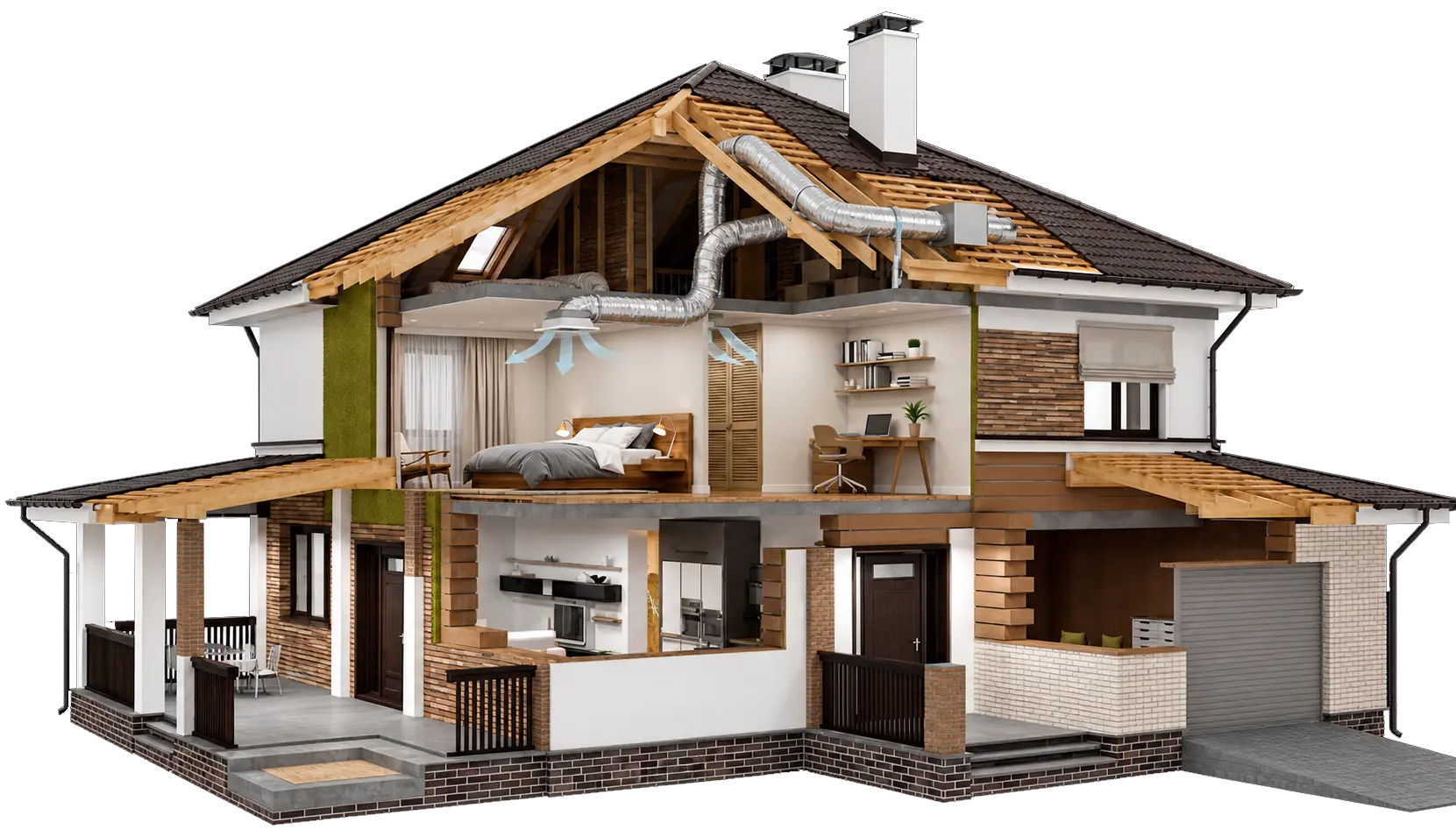 Interactive 3D House - Click areas to learn more